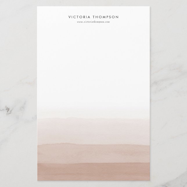 Personligen Modern Watercolor Brown Ombre Brevpapper (Framsida)