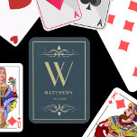 Personligen Monogram för marinblått guld och Namn Casinokort<br><div class="desc">Du kan anpassa den.</div>