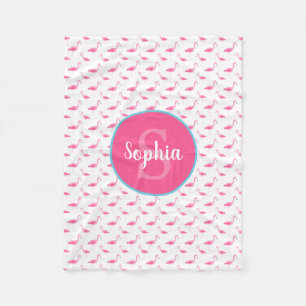Personligen Monogram för vattenfärg Flamingo Patte Fleecefilt