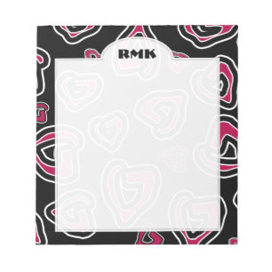 Personligen Monogram med stilized Granita Red Hear Anteckningsblock