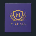 Personligen Monogram Namn vid marinblått och Guld Anteckningsblock<br><div class="desc">Snyggten Monogram Namn vid marinblått och Guld Personlig. Om du vill göra ytterligare anpassningar klickar du på knappen "Anpassa" och användor verktyg som är utformat för att ändra mallen.</div>