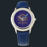 Personligen Monogram Namn vid marinblått och Guld Armbandsur<br><div class="desc">Snyggten Monogram Namn vid marinblått och Guld Personlig. Om du vill göra ytterligare anpassningar klickar du på knappen "Anpassa" och användor verktyg som är utformat för att ändra mallen.</div>