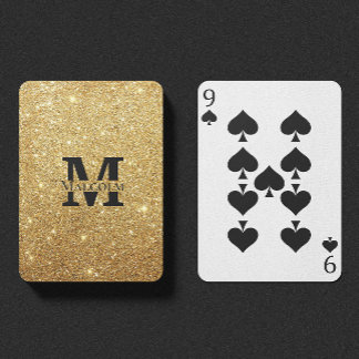 Personligen Monogram Namn vid Svarta havet och Gul Casinokort