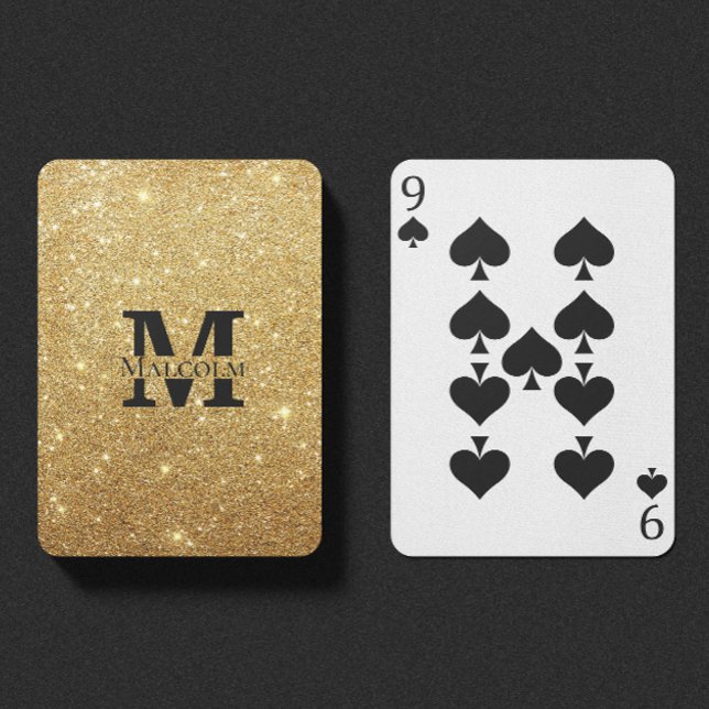 Personligen Monogram Namn vid Svarta havet och Gul Casinokort (Skapare uppladdad)