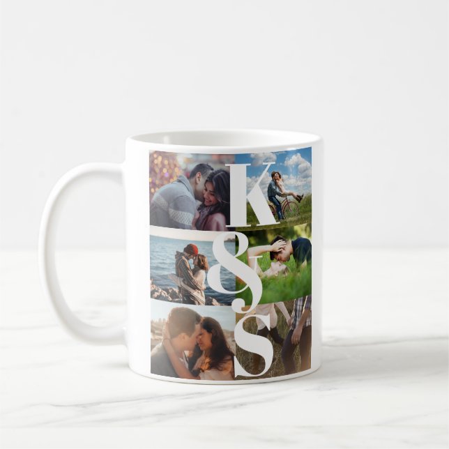 Personligen Monogram Photo Collage par Gifts Kaffemugg (Vänster)