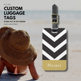 Personligen Monogram Rand Luggage Tag Tag Bagagebricka
