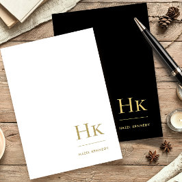 Personligen Monogram Simple Classic Black Guld Brevpapper