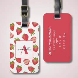 Personligen Monogram Summer Strawberry Bagagebricka