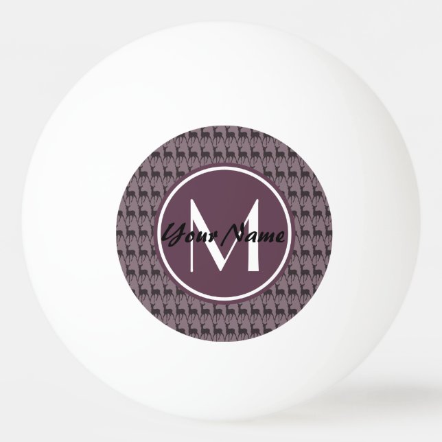 Personligen Monogrammed Lila Violet Hjort | N2 Pingisboll (Framsidan)