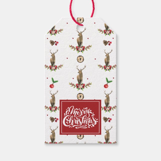 Personligen Mönster vid jul Idyll Hjort Presentetikett (Framsidan)