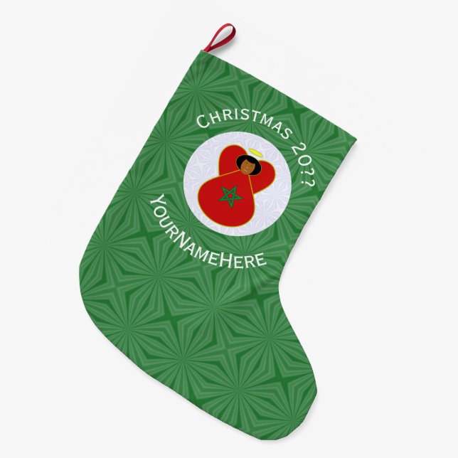 Personligen Moroccan jul Angel Flagga Stor Julstrumpa (Framsidan (Hängande))
