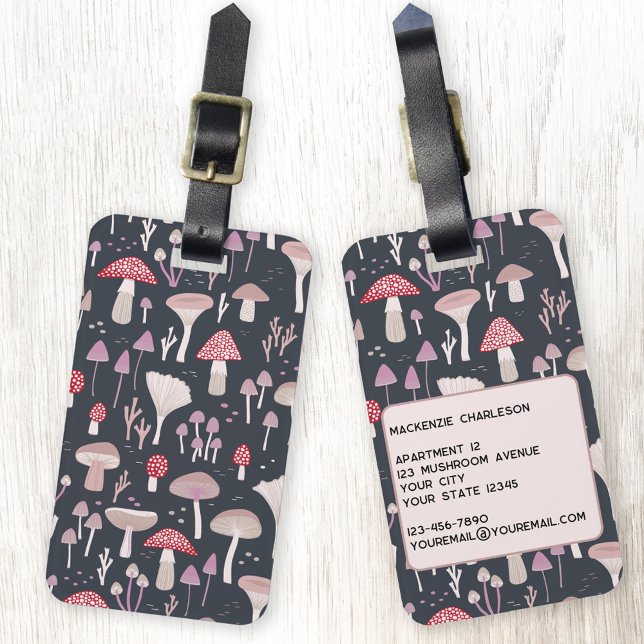 Personligen Mushroom Toadstool Fungi Bagagebricka (Mushroom toadstool and fungi personalized luggage tag)