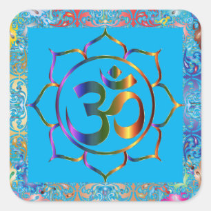 Personligen Namaste om Lotus Rainbow Vintage Fyrkantigt Klistermärke