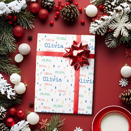 Personligen Namn, färglös jul, upprepande Presentpapper