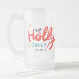 Personligen Namn för Jul Holly Jolly Roligt Winter Frostat Ölglas