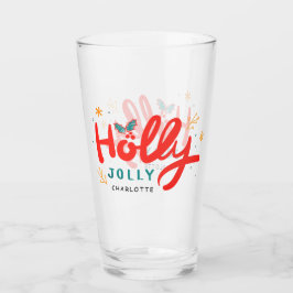 Personligen Namn för Jul Holly Jolly Roligt Winter Glaskopp