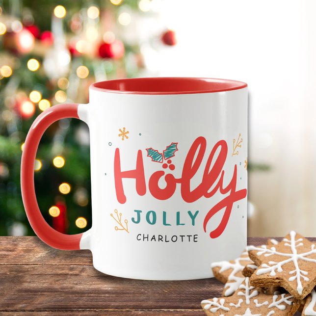 Personligen Namn för Jul Holly Jolly Roligt Winter Mugg (Skapare uppladdad)