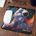 Personligen Namn i det moderna astronaut-området<br><div class="desc">Namn Mouse Pad Mousepad har en astronaut som flyter genom rymden med färgstarka planeter och sväljer och personlig med ditt namn i modern manustypografi. Perfekt som en gåva till rymden älskare, familj och vänner för födelsedag, jul, helgdagar, Fars dag, bror, make, partner, bästa vänner, arbetskolleger och mycket annat. Designad av...</div>