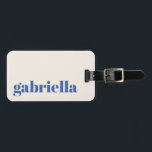 Personligen Namn i Elfenbenskusten och Blå fetstil Bagagebricka<br><div class="desc">Bold Modern Typography Personlig Namn Luggage Tag i Ivory och Blue</div>