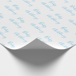 Personligen Namn i Pojke Script Blue Shower Presentpapper