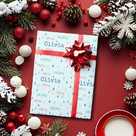 Personligen Namn om den kommande blåa julen Presentpapper