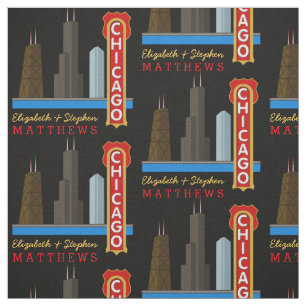 Personligen namnger Chicago Illinois horisont Tyg