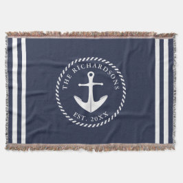 Personligen Nautical Anchor Navy Blue & White Filt