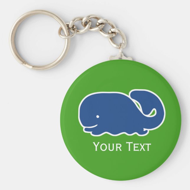 Personligen Nautical Blue Preppy Whale Nyckelring (Framsidan)