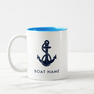 Personligen Nautical Boat Namn Anchor Två-Tonad Mugg