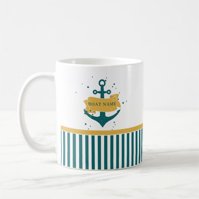 Personligen Nautical Boat Namn Kaffemugg (Vänster)