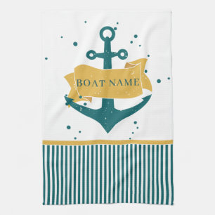 Personligen Nautical Boat Namn Kökshandduk