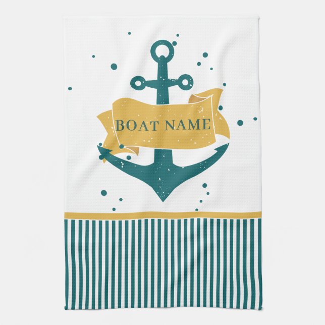 Personligen Nautical Boat Namn Kökshandduk (Vertikal)