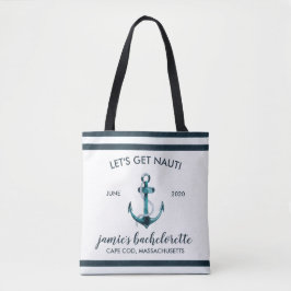 Personligen Nautical Navy & White Bachelorette Tygkasse