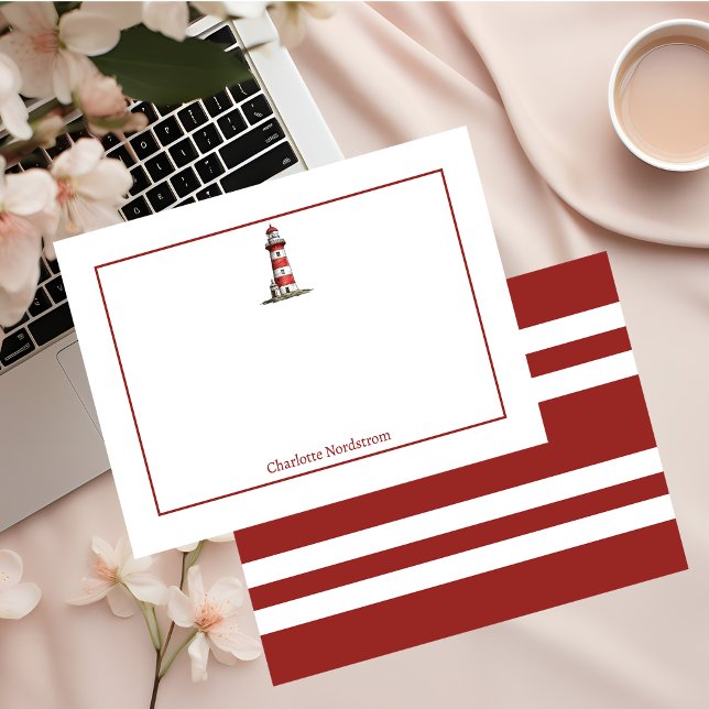 Personligen Nautical ThLED Light House Namn Anteckningskort (Skapare uppladdad)