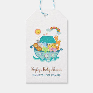 Personligen Noahs Ark Baby Shower Favor Tags Boys Presentetikett