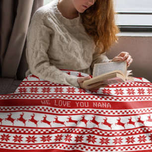 Personligen Nordic Print Reindeer Fleecefilt