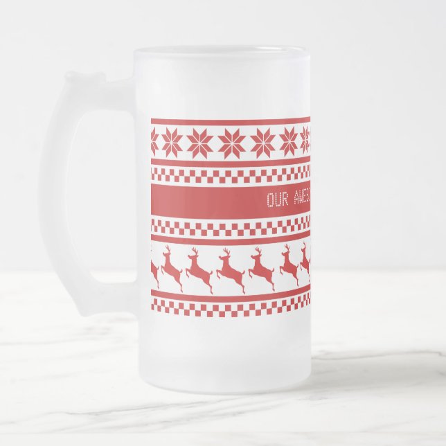 Personligen Nordic Print Reindeer Frostat Ölglas (Vänster)