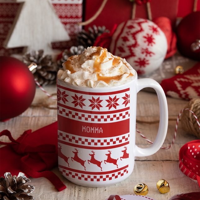 Personligen Nordic Print Reindeer Kaffemugg (Skapare uppladdad)