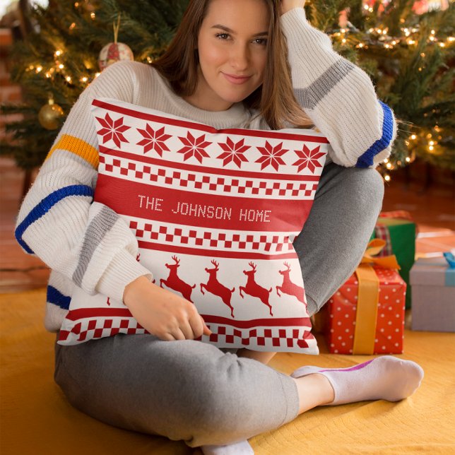 Personligen Nordic Print Reindeer Kudde (Skapare uppladdad)