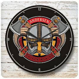 Personligen Nordic Viking Warrior Ax Norsperma Stor Klocka