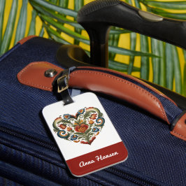 Personligen Norsk Rosemaling Folk Art Heart Bagagebricka