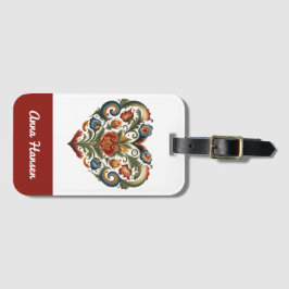 Personligen Norsk Rosemaling Folk Art Heart Bagagebricka
