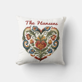 Personligen Norsk Rosemaling Folk Art Heart Kudde