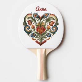 Personligen Norsk Rosemaling Folk Art Heart Pingisracket