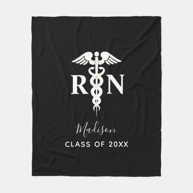 Personligen Nurse Studenten Medical Black White Fleecefilt (Framsidan)