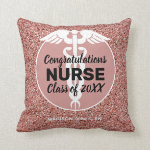 Personligen Nurse Studenten Ro Guld Glitter Kudde