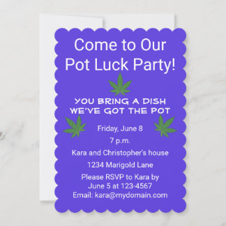 Personligen Ogräs Löv Pot Tur Party Inbjudningar