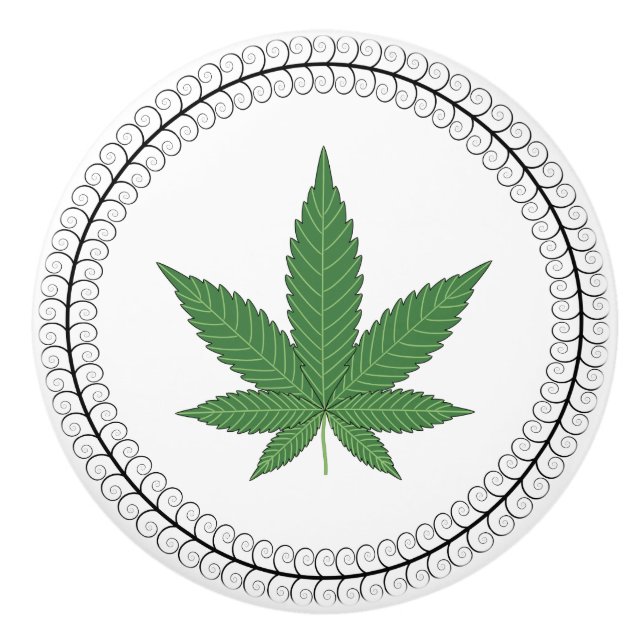 Personligen Ogräs Löv Träd Swirl Trim Knopp (Framsidan)