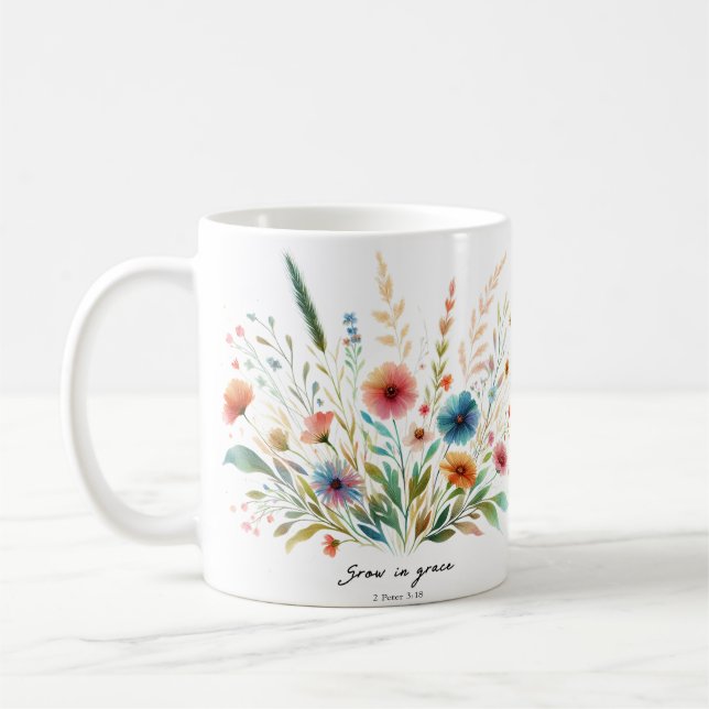 Personligen Öka i Grace blommigt Kaffemugg (Vänster)