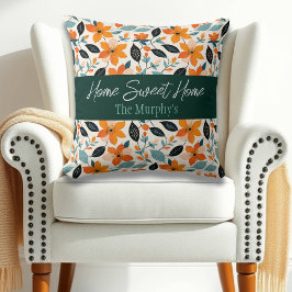 Personligen orange och Blå blomma och Blommor Kudde